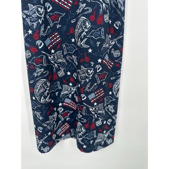 Columbia PFG Freezer III Tank Dress Small Red White Blue Patriotic American Fish - Picture 2 of 8